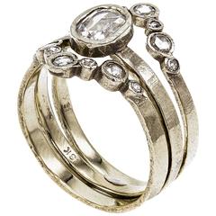 Contemporary White Gold Art Deco 3 Piece Ring 10