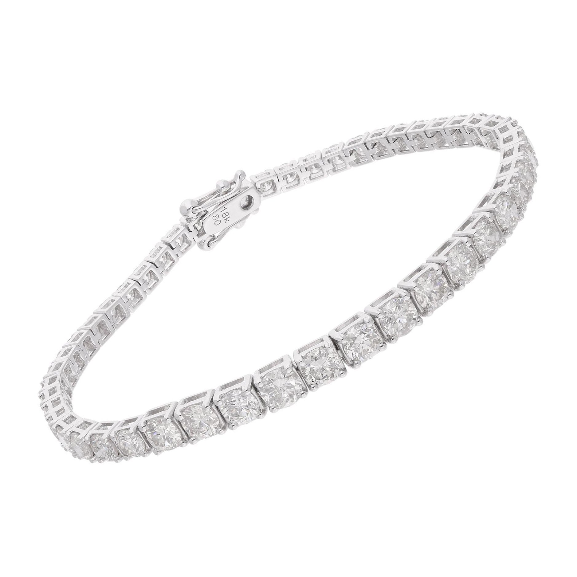 7.82ct SI Clarity HI Color Diamond Tennis Bracelet 14 Karat White Gold Jewelry For Sale