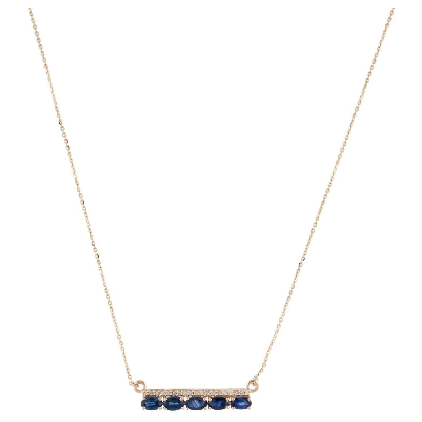 14K 1.60ctw Sapphire & Diamond Pendant Necklace: Exquisite Luxury Jewelry For Sale