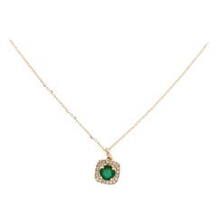 14K Emerald & Diamond Pendant: Timeless Luxury Statement Jewelry, Elegant Design