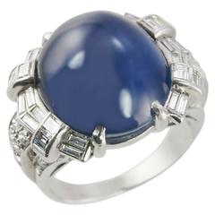Art Deco Star Sapphire and Platinum Ring 12