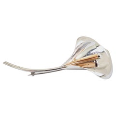 CLOSE OUT Flower Blossom Brooch Pin White Gold 14 Karat