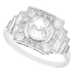 0.87 Carat Diamond and Platinum Ring - Art Deco Style