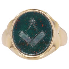Antique Masonic 15kt. yellow gold carved bloodstone with masonic symbol
