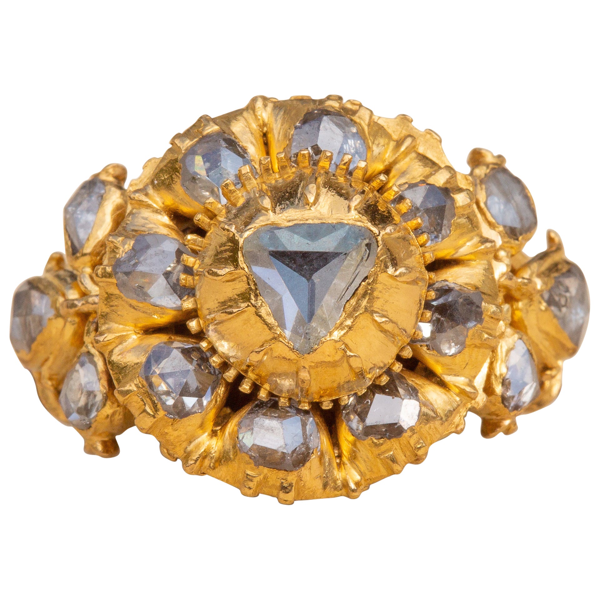 Important 19th Century Royal Siam Diamond Cluster Ring Museum-Grade Thai  For Sale