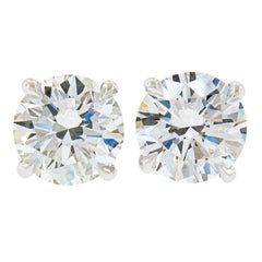 Clous d'oreilles en platine avec diamants ronds brillants de 2,22 carats certifiés GIA, G VVS VS