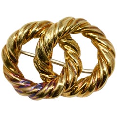 Vintage 18k Yellow Gold Tiffany & Co Rope Knot Twist Brooch