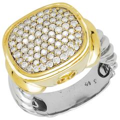 David Yurman Cable Ring, Silver 
18K Yellow Gold, 0.40ct Diamonds, 6.5 Size