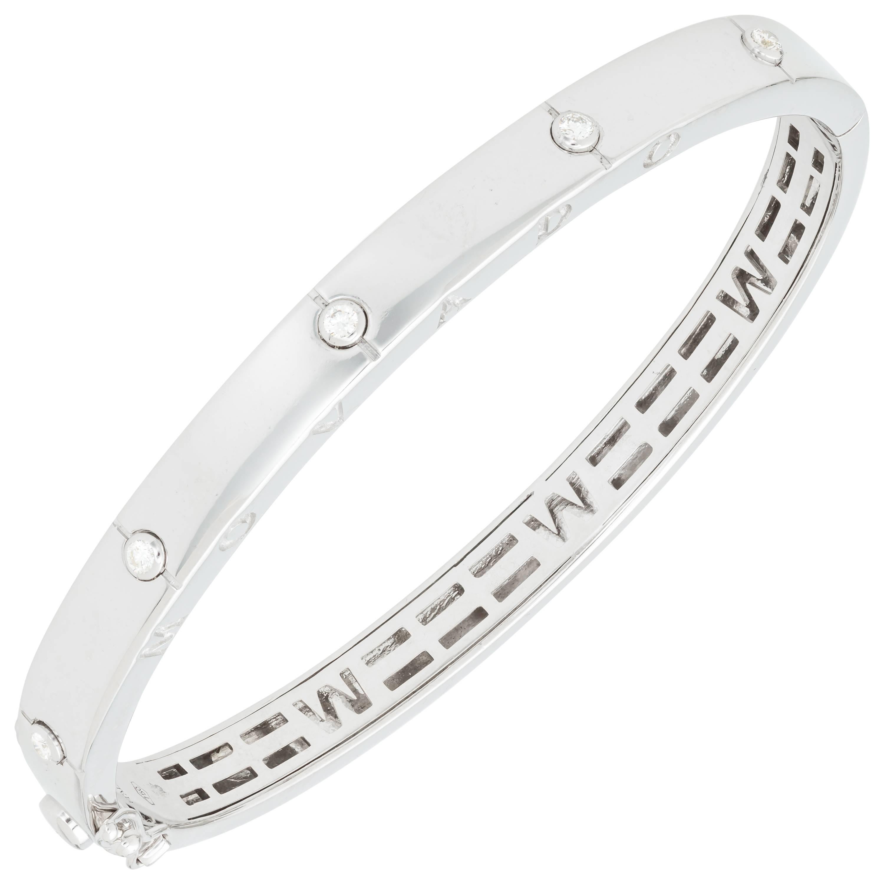 Movado Bracelet, 18 Karat White Gold, 0.15 Carat Diamonds, Wrist Size For Sale