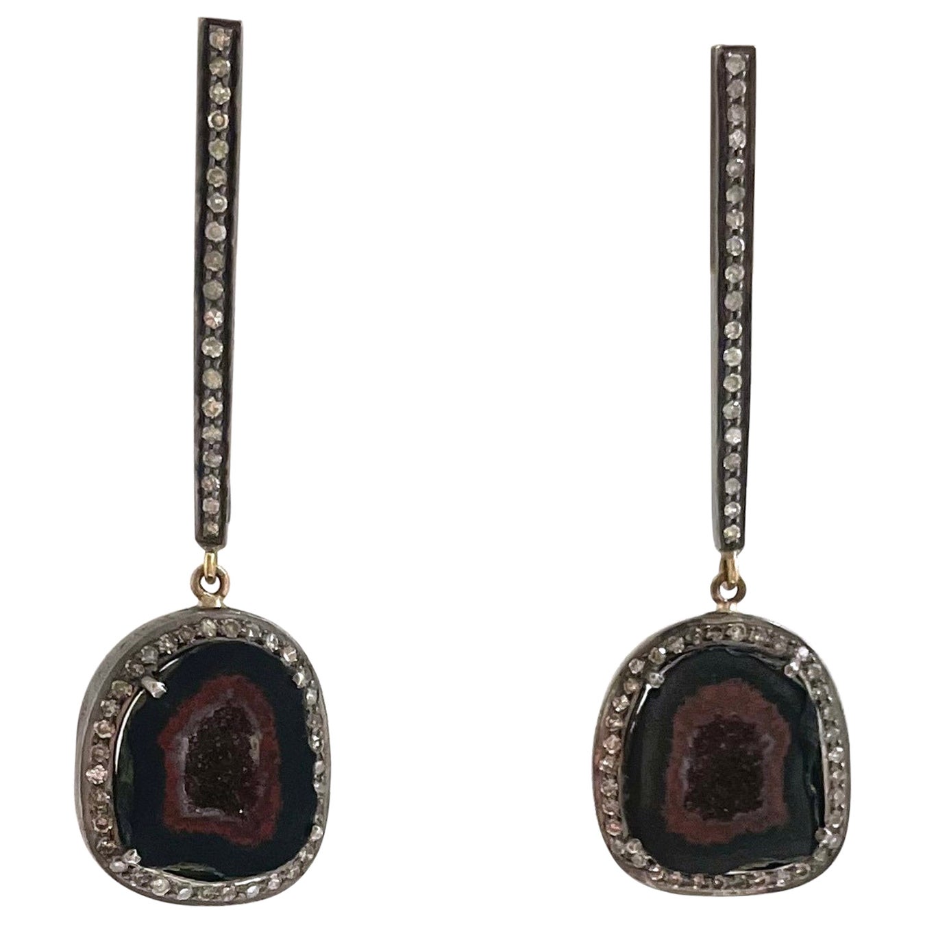 Geode and Diamonds Paradizia Earrings For Sale