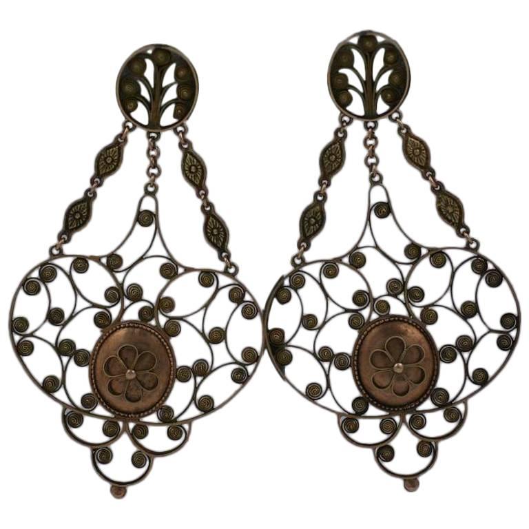 Massive 19th Century Georgian Gold Earrings For Sale