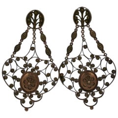 Boucles d'oreilles en or géorgien de grande taille du XIXe siècle