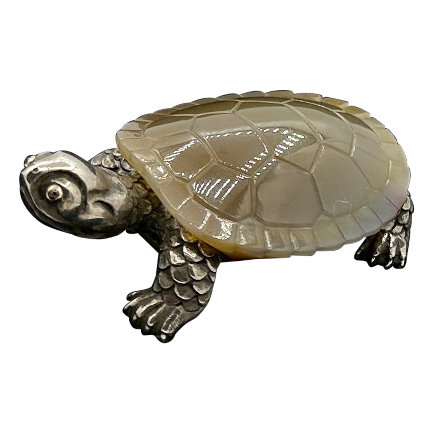 Faberge Rubin-Achat-Schildkröte Julius Rappoport Workmaster .875 Silber-Tortoise 1910 im Angebot