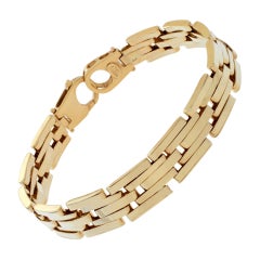 Unisex yellow gold flat linked bracelet