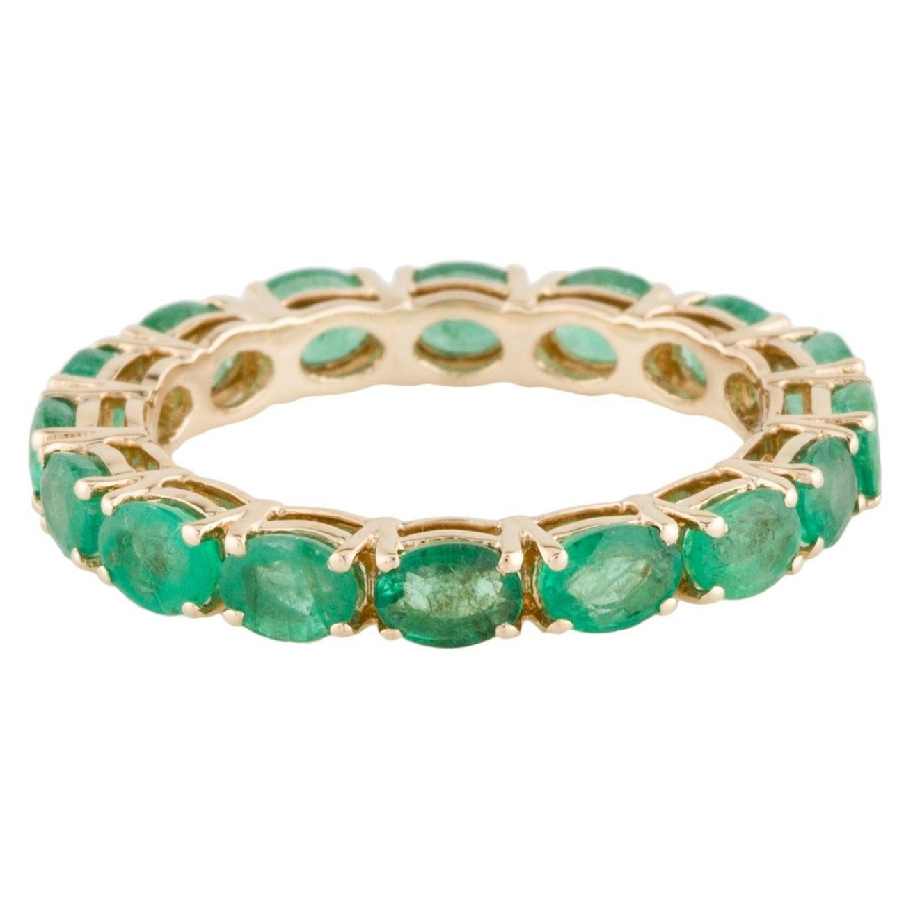 Exquisite 14K Gold 2.51ctw Emerald Eternity Band Ring Size 7 - Luxurious Jewelry For Sale