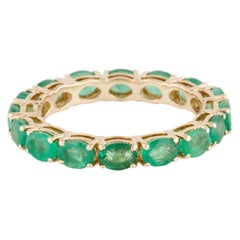 Exquisite 14K Gold 2.51ctw Emerald Eternity Band Ring Size 7 - Luxurious Jewelry