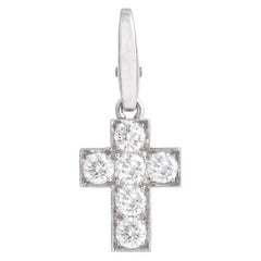 Vintage Cartier Diamond White Gold 18K Cross Pendant Charm