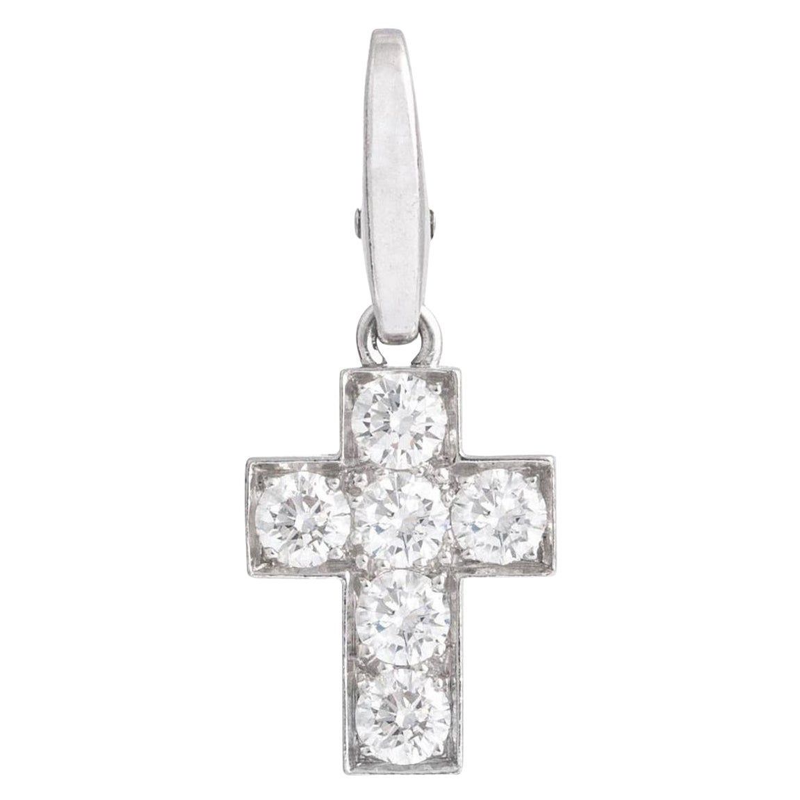Cartier Diamant-Weißgold-Anhänger-Charmband mit Kreuzanhänger, 18 Karat