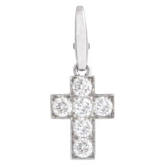 Cartier Diamond White Gold 18K Cross Pendant Charm