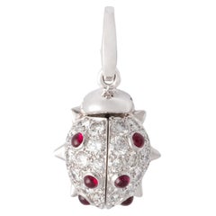 Cartier Ruby Diamond Gold 18K Charm Pendant Ladybird