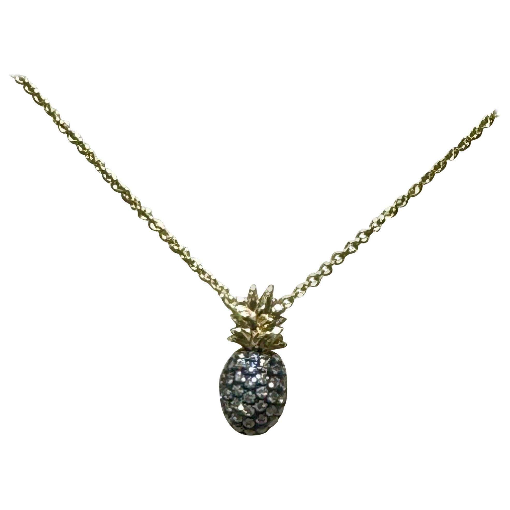 Cute Effy Pineapple Necklace With Diamonds In 14k For Sale