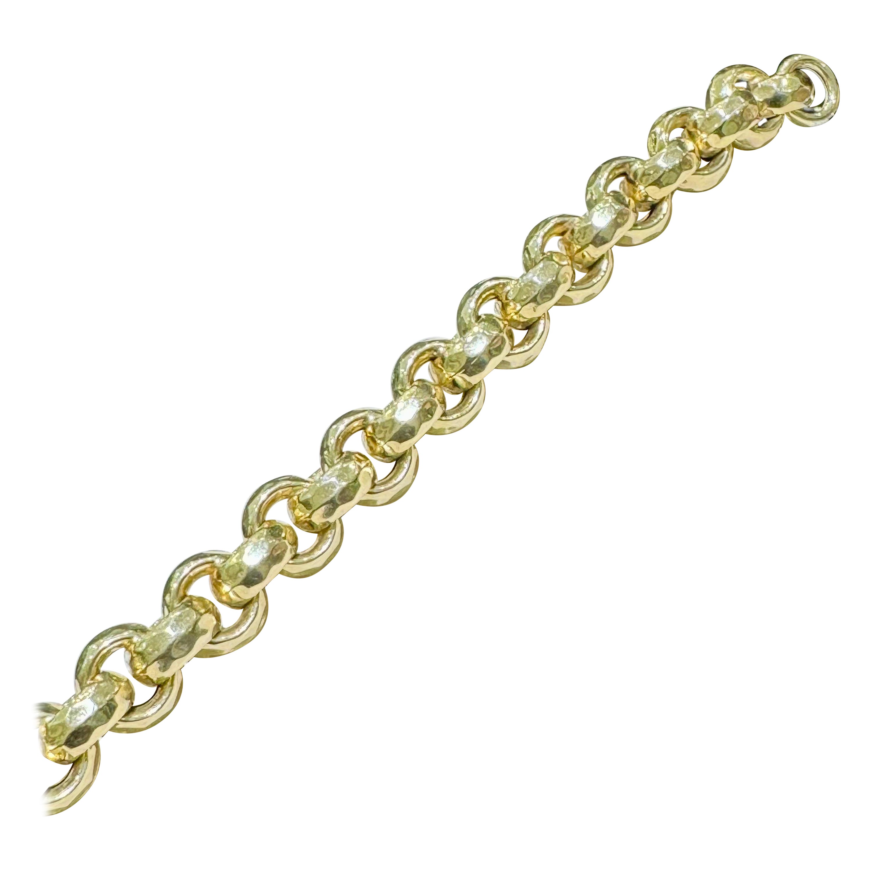 14k Chunky Round Link Bracelet In 14k. Fits 6.25”-6.5” wrist size. Hallo. Weight is 15 grams.