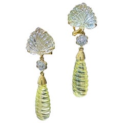 Boucles d'oreilles en citrine et diamant en 18k