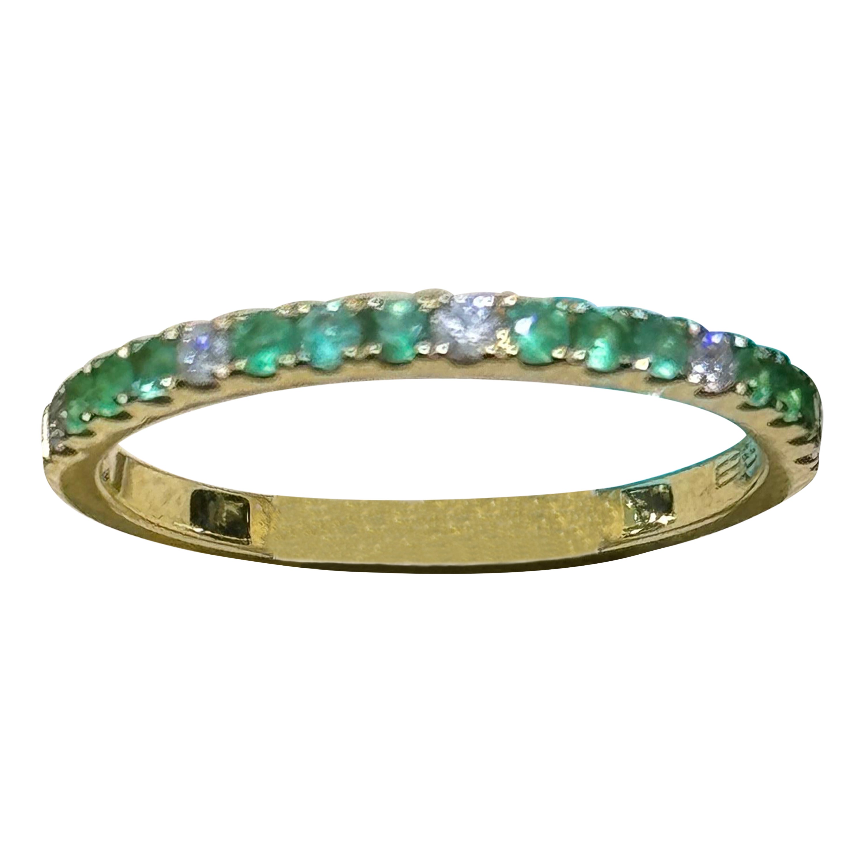 New Effy Emerald & Diamond Ring In 14k For Sale