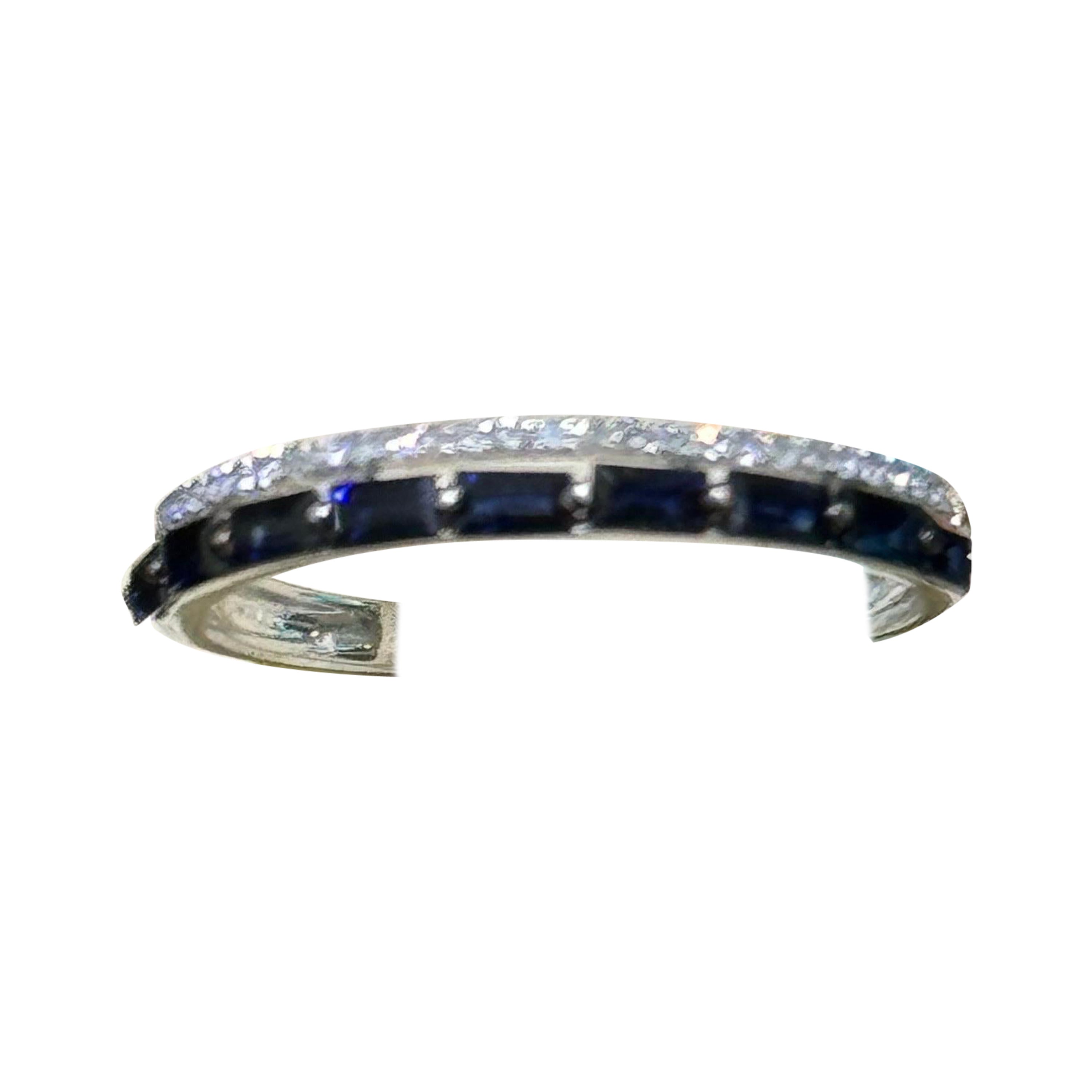 New Effy Sapphire & Diamond Ring In 14k White Gold  For Sale