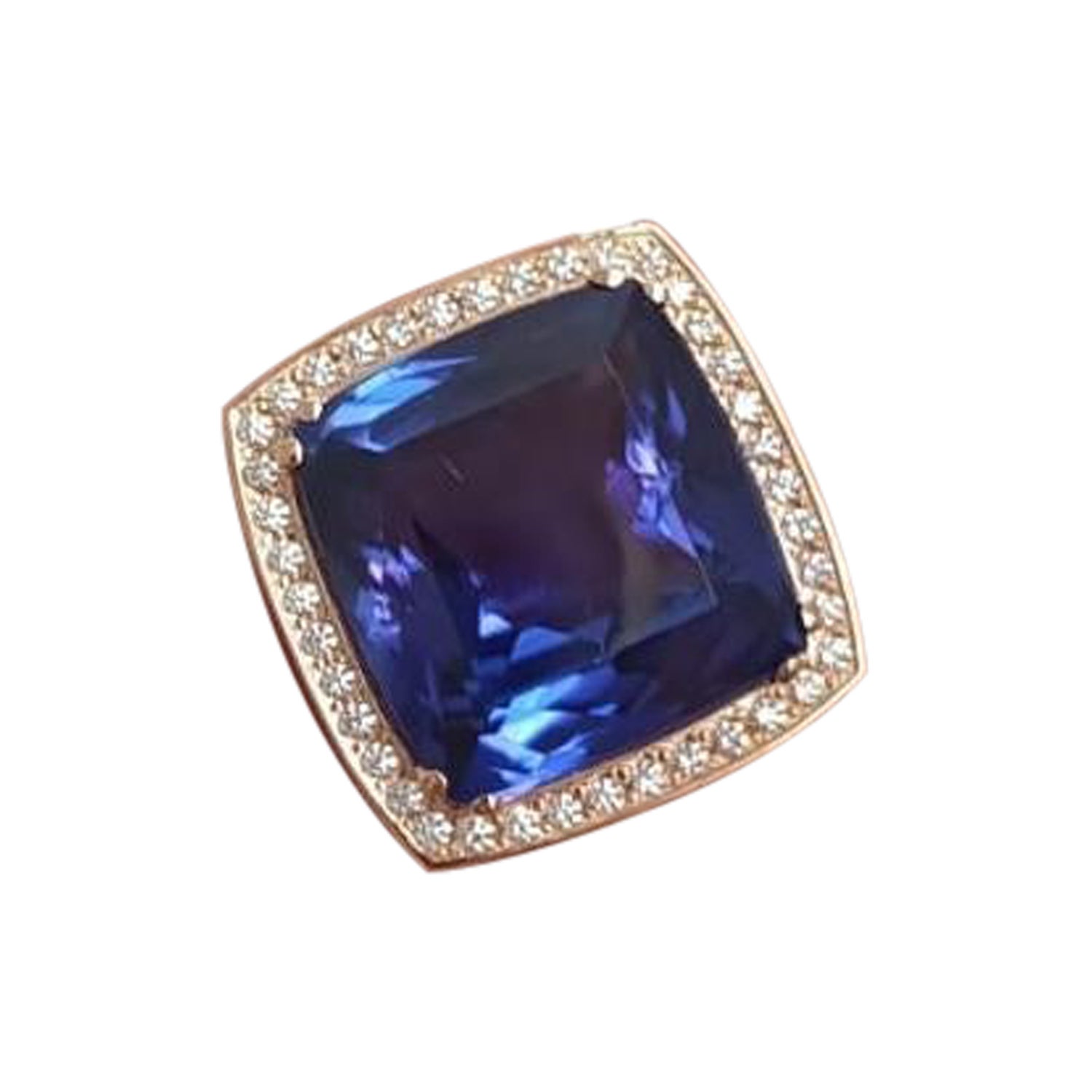 EGL South Africa Certified 7 Carat Blue Violet Tanzanite 18 Carats Gold Ring  For Sale at 1stDibs