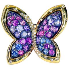 Colored Sapphires Butterfly Brooch Created by Marion Jeantet 6