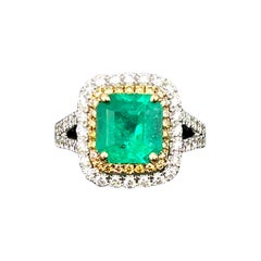 Bague émeraude naturelle de 3.56 carats et diamants