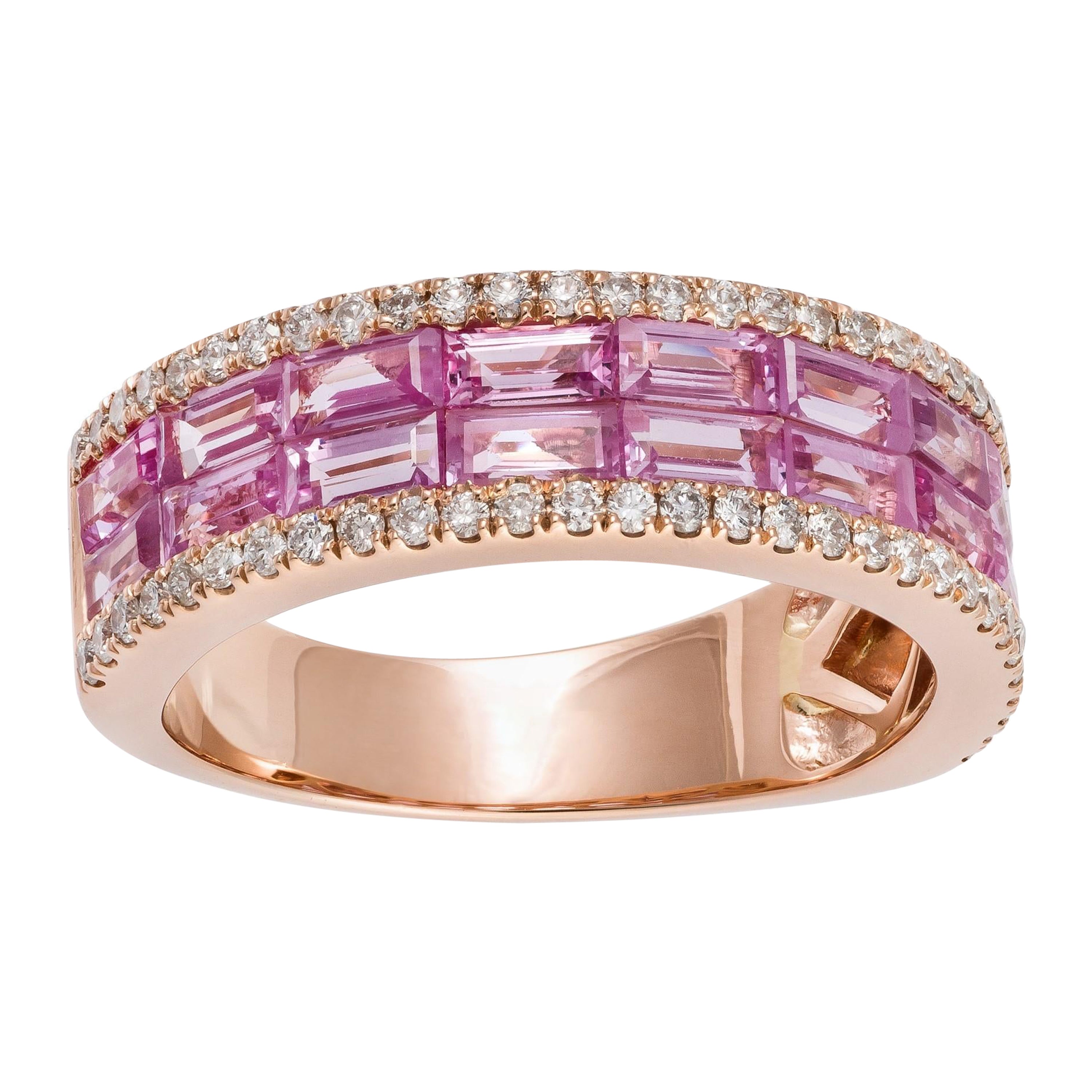 Bague fantaisie en or 18 carats avec grand saphir rose pailleté et diamants 5 200 $, neuve avec étiquette