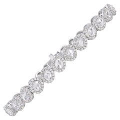 Bracelet tennis avec halo de diamants taille rose et diamants taille ronde brillants de 6.50 carats