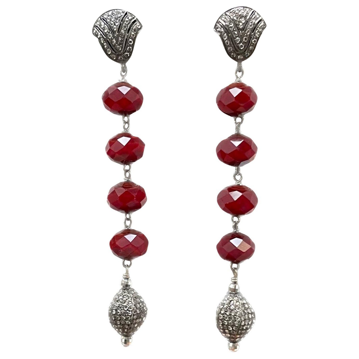 Ruby Quartz and Diamonds Paradizia Earrings