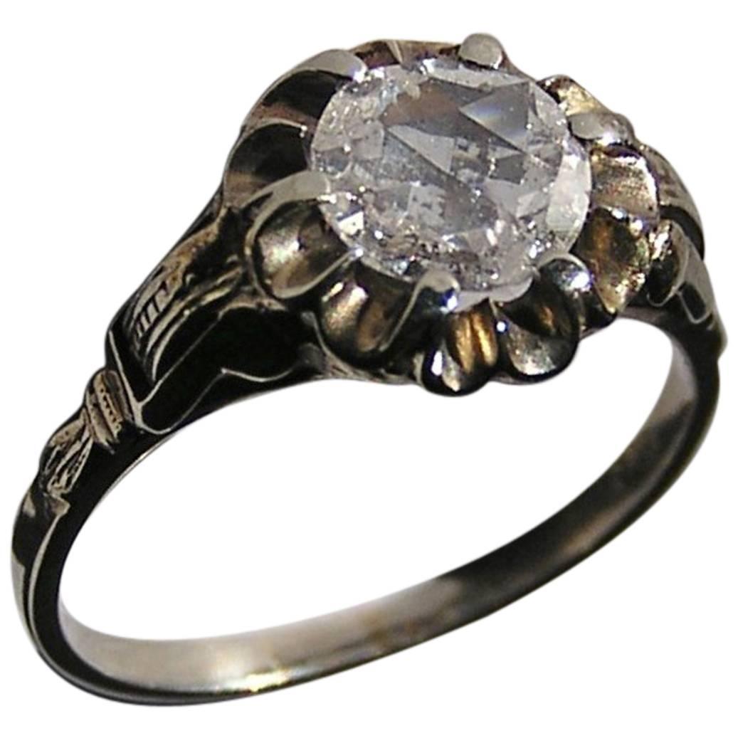 Engagement Ring White Gold Rose Cut Diamond 1920s at 1stdibs