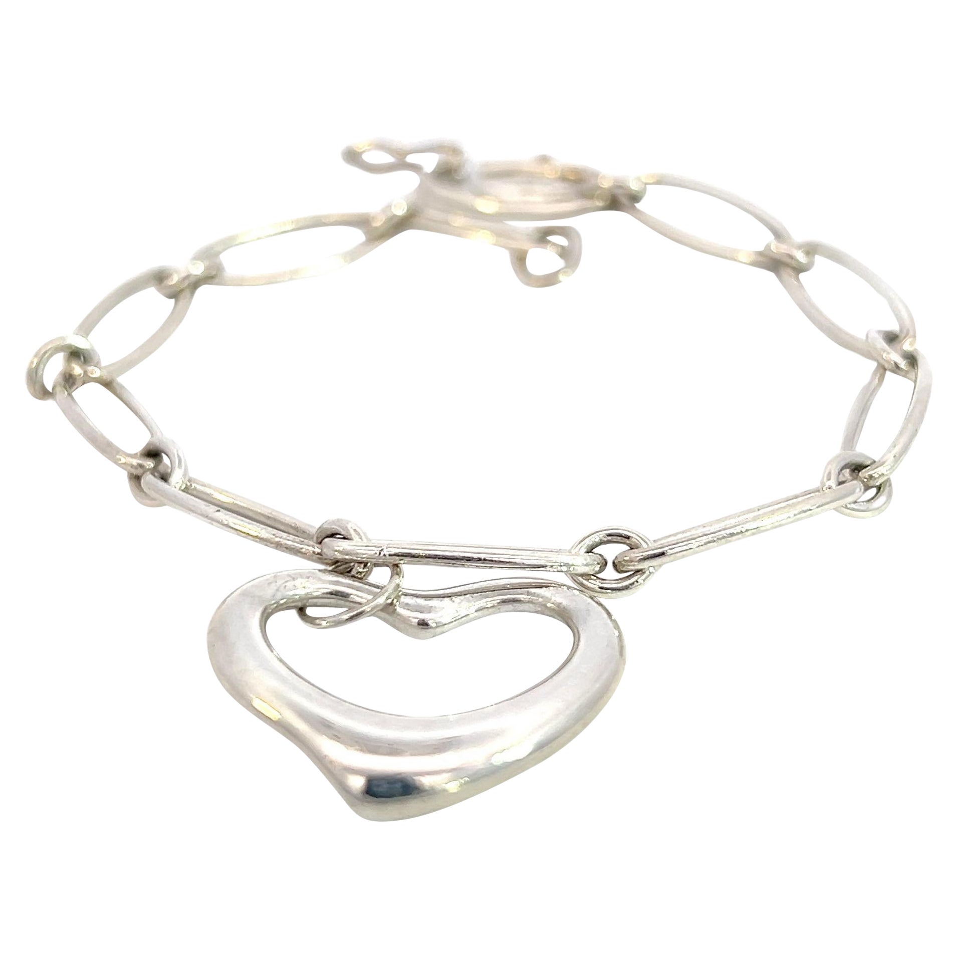 Tiffany & Co Estate Bracelet with Heart 7" Silver By Elsa Peretti