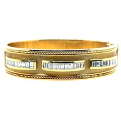 Bracelet rétro en or avec diamant baguette incolore de 2,50 carats Circa 1970