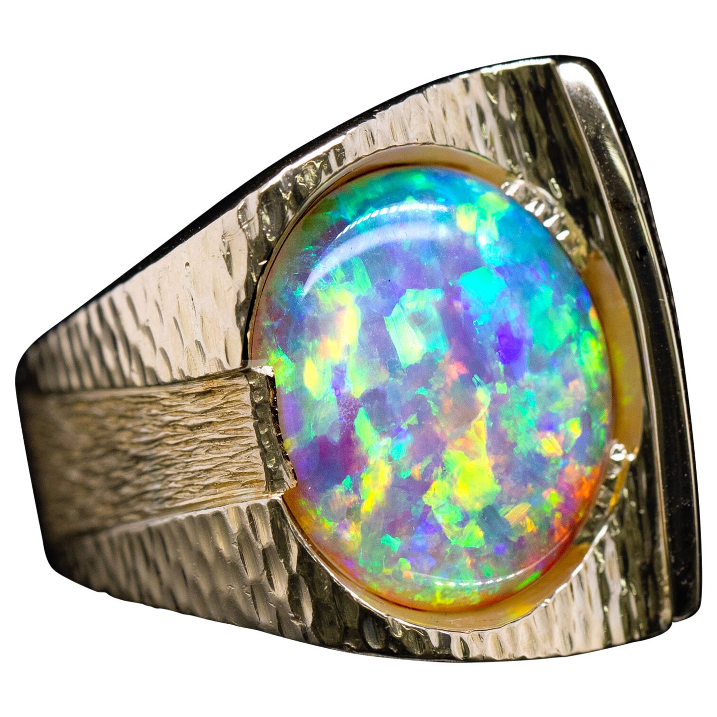 Coober Pedy Opal Ring by Manfred Lorenz Circa 1970-1980s For Sale