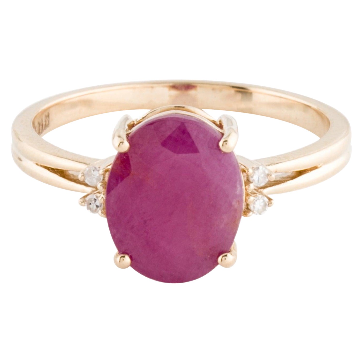 Luxurious 14K Gold 2.25ct Ruby & Diamond Cocktail Ring - Size 6.75 - Exquisite For Sale