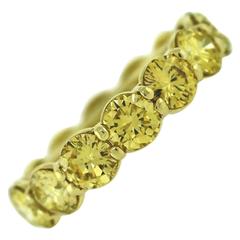 Natural Fancy Yellow Round Diamond Eternity Band Over 5 Carats 11