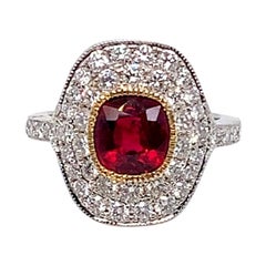 GIA Certified 1.88 Carat Natural Spinel and Diamond Engagement Ring