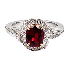 SSEF Certified 2.10 Carat Thai Heated Ruby and Diamond Engagement Ring