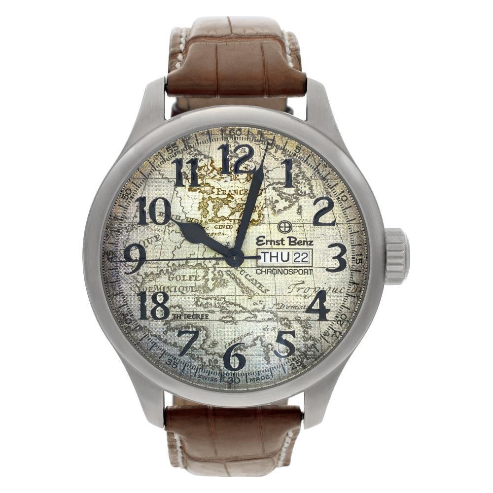 Ernst Benz Chronosport 10200 Stainless Steel w/ a Map dial 47mm Automatic watch For Sale
