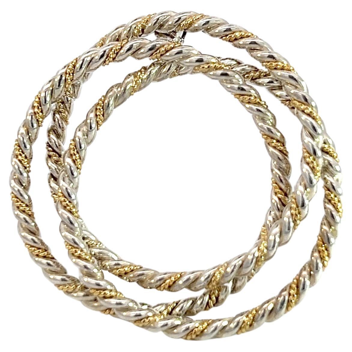 Tiffany & Co Estate Triple Wreath Brooch Pin 18K Silver