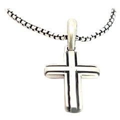 Used David Yurman Authentic Estate Small Cross Necklace 18" Silver 2.8 mm