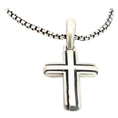 David Yurman Authentic Estate Small Cross Necklace 18" Silver 2.8 mm