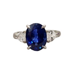 Bague saphir naturel et diamant certifié GIA de 4,86 carats