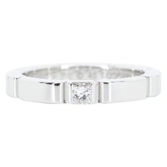 Used Cartier Maillon Panthere Princess Cut Diamond 18 Karat White Gold Band Ring 49 