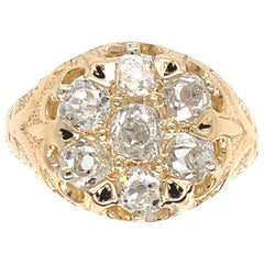 14K and 10K Mine Cut Diamond Cluster Men's Ring